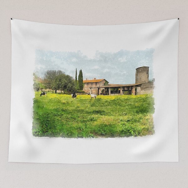 Item preview, Farm with grazing cows designed and sold by Giuseppe Cocco.