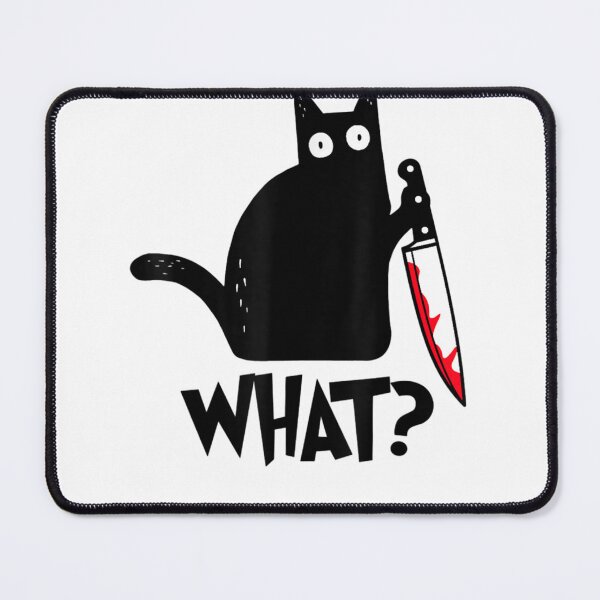Item preview, Cat What Black Cat, Murderous Cat With Knife Sticker designed and sold by AlexejKlein.