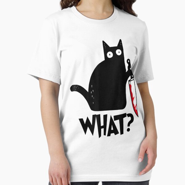 Item preview, Cat What Black Cat, Murderous Cat With Knife Sticker designed and sold by AlexejKlein.