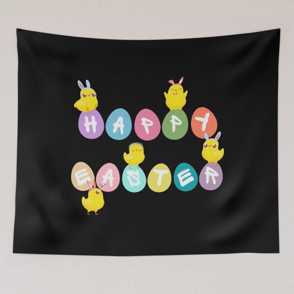 Item preview, Happy Easter with Eggs and Chicks designed and sold by MacAndMoose.