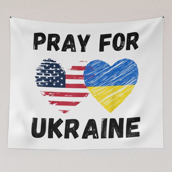 Item preview, Pray For Ukraine Support Ukrainian American USA Heart  designed and sold by LisaForHim.