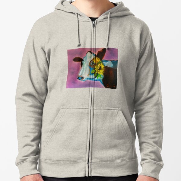 Jersey Cow Zipped Hoodie
