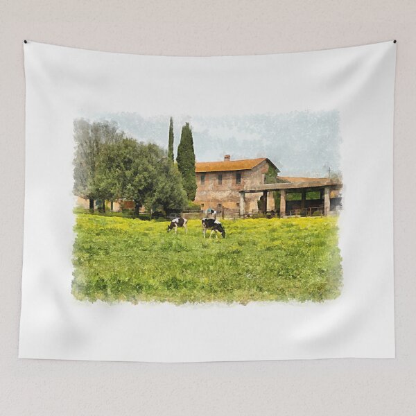 Item preview, Farm with grazing cows designed and sold by Giuseppe Cocco.