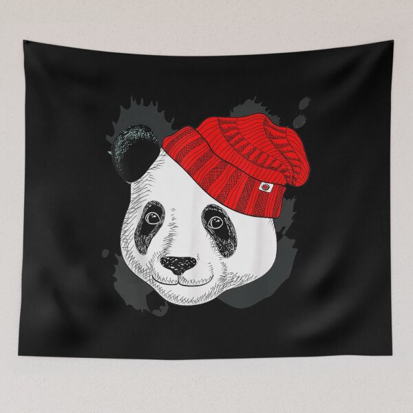 Item preview, Panda In A Knitted Red Hat Funny Panda Bear  designed and sold by 77tara.