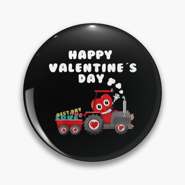 Kids Happy Valentines Day Heart In Tractor Funny Toddler Boy  Pin