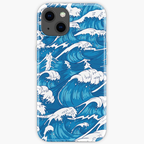 Raging sea water illustration, Swimming, Ocean, Adventure, Surfing iPhone Soft Case