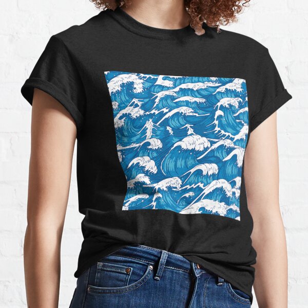 Raging sea water illustration, Swimming, Ocean, Adventure, Surfing Classic T-Shirt