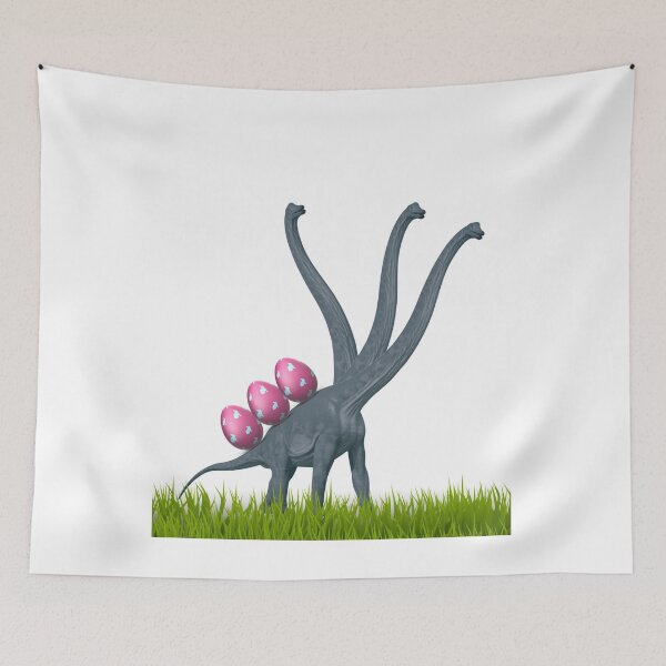 Item preview, Three-necked dinosaur carrying three easter eggs | Happy Easter | Funny Easter  designed and sold by CosmicStory.