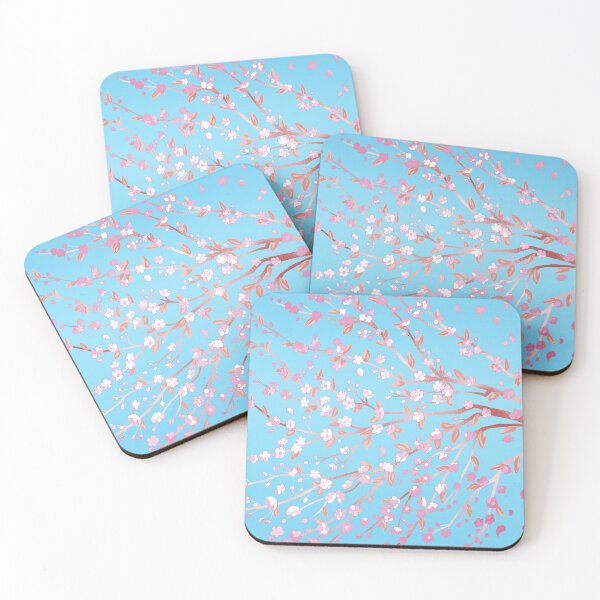 Item preview, Pastel Cherry Blossoms Sakura branches pink blue all over designed and sold by arterialmotive.