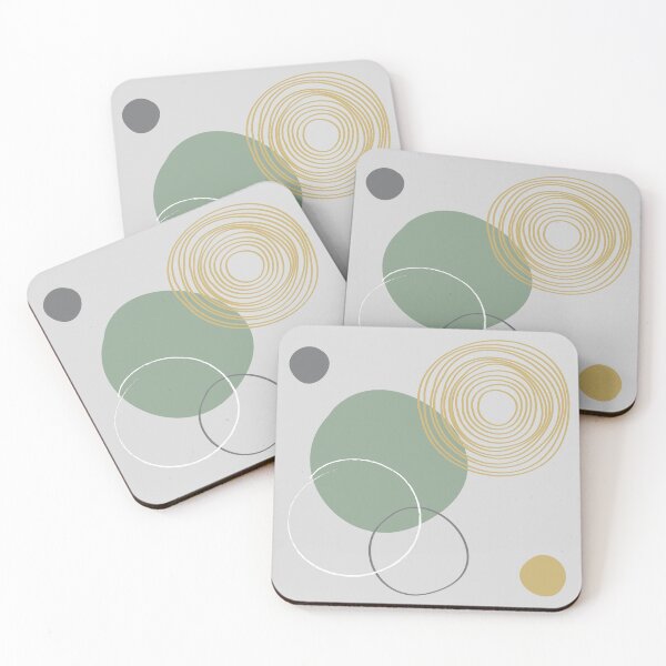 Item preview, Japandi Circles II, Grey, Green and Yellow designed and sold by Coralgb.