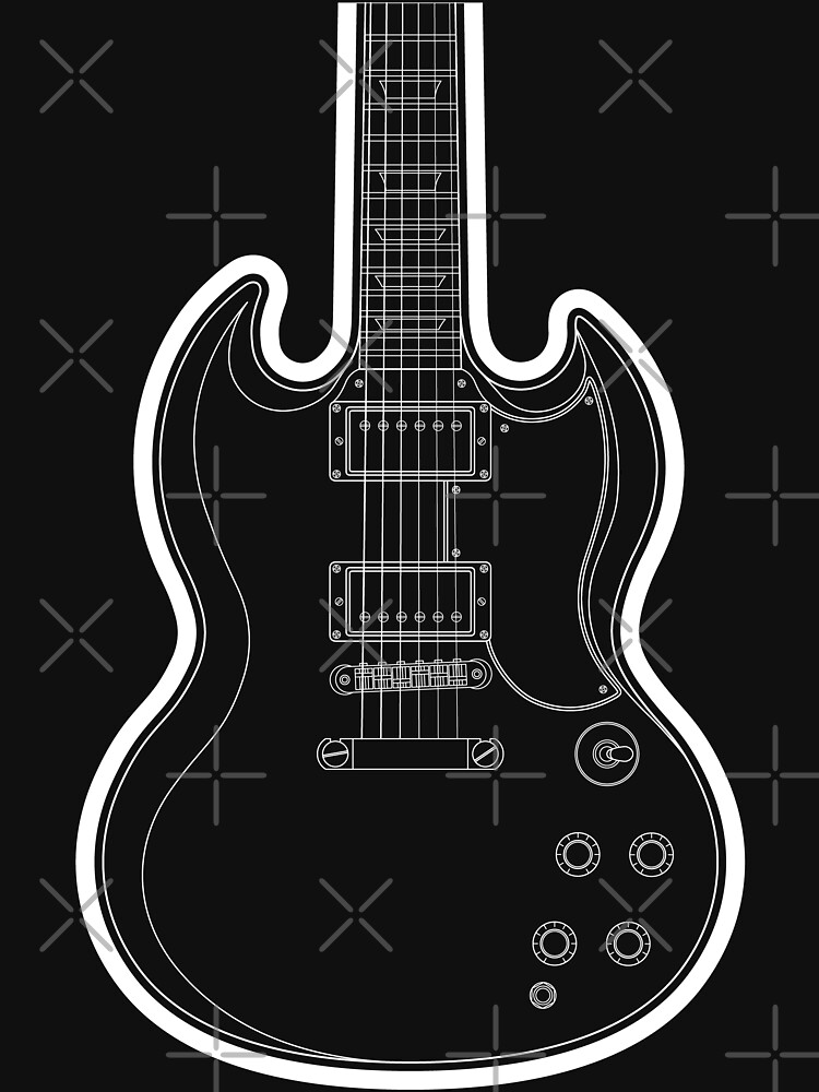 Gibson Sg Electric Guitar Line Drawing T Shirt By Killerriffs Redbubble 3707