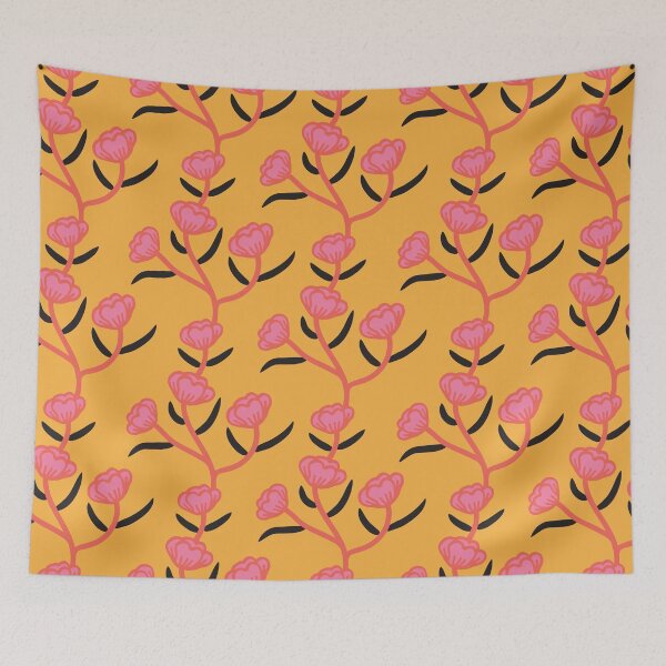 Item preview, Modern Floral Camellia Vine Pattern Yellow Sun Background designed and sold by Octavia Soldani.
