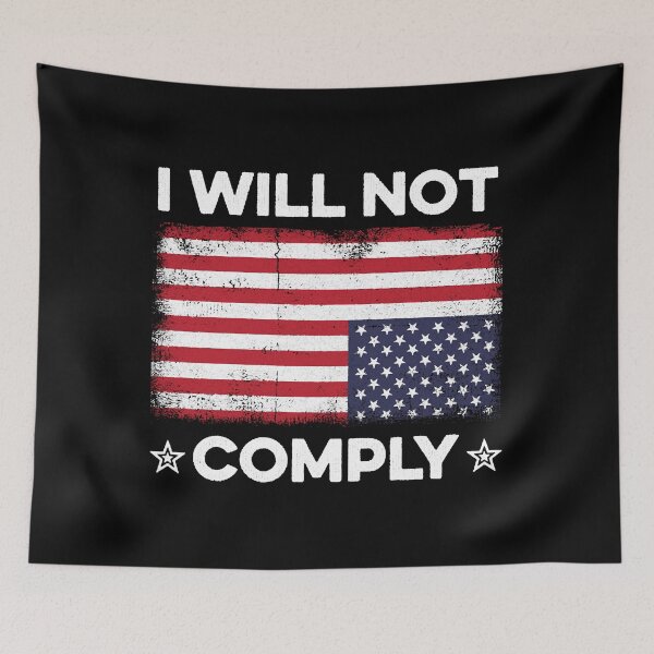 Item preview, I Will Not Comply Upside Down USA Flag Fun American Flag T-Shirt designed and sold by LillyChloe.