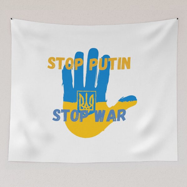 Item preview, We Support Ukraine | End Ukraine War Stop | Putin Stop The War designed and sold by SolSel ⭐⭐⭐⭐⭐.