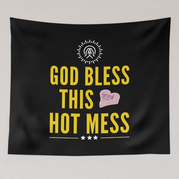Item preview, God Bless This Hot Mess - Christian Saying | Short Christian Quote designed and sold by Delandor.