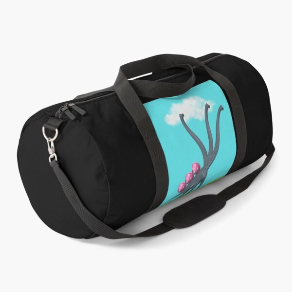 Item preview, 3-necked dinosaur carrying 3 easter eggs (blue sky, black BG) | Happy Easter | Funny Easter designed and sold by CosmicStory.