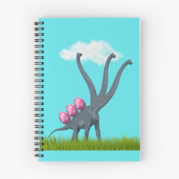 Item preview, 3-necked dinosaur carrying 3 easter eggs (blue sky, blue BG) | Happy Easter | Funny Easter  designed and sold by CosmicStory.