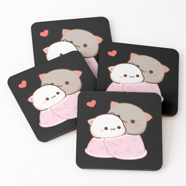 Item preview, Peach and Goma Cuddling - Mochi Peach Cat   designed and sold by NuioZig.