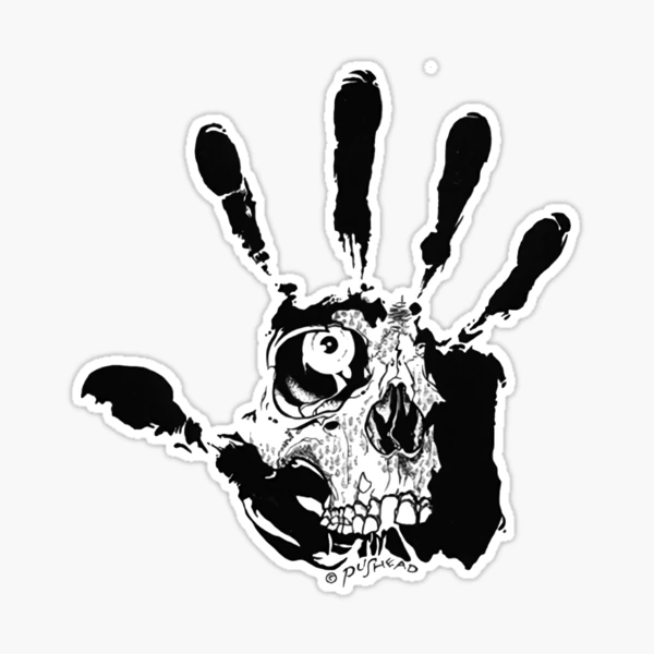 手描きイラストA　スカル　蜘蛛　PUSHEAD Pushead Hand Of Fear