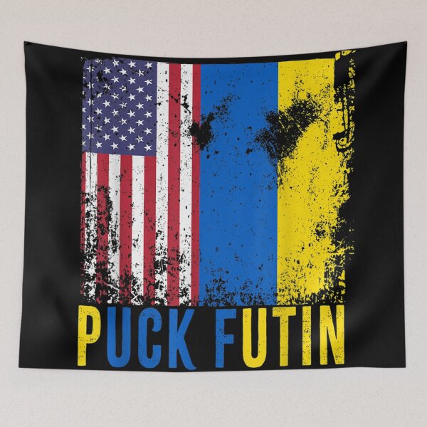 Item preview, Puck Futin Ukraine Flag American Flag Support Ukraine designed and sold by LisaForHim.