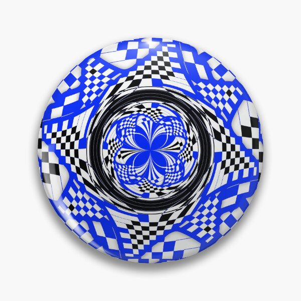 Item preview, Blue Black and White Double Layer Swirl and Checkered Pinwheel designed and sold by SeaChangeDesign.
