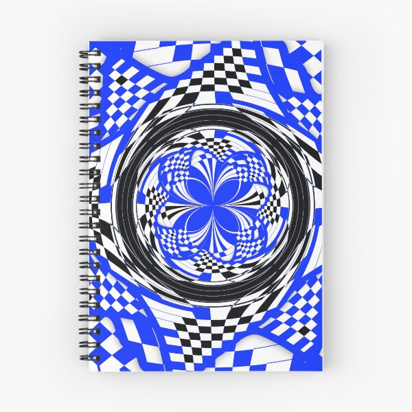 Item preview, Blue Black and White Double Layer Swirl and Checkered Pinwheel designed and sold by SeaChangeDesign.