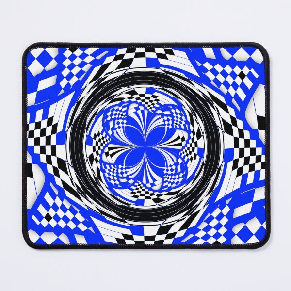 Item preview, Blue Black and White Double Layer Swirl and Checkered Pinwheel designed and sold by SeaChangeDesign.
