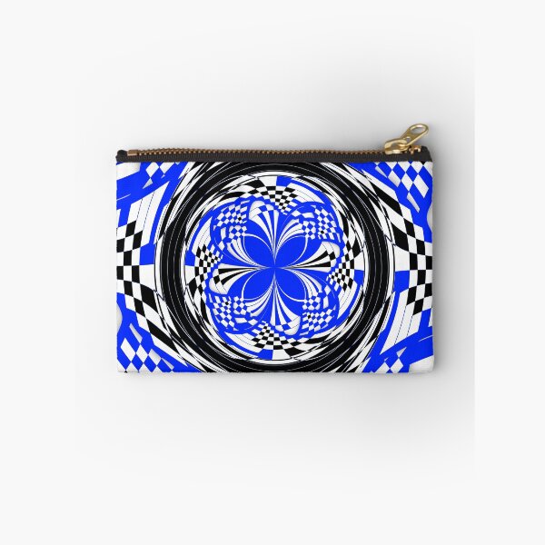 Item preview, Blue Black and White Double Layer Swirl and Checkered Pinwheel designed and sold by SeaChangeDesign.