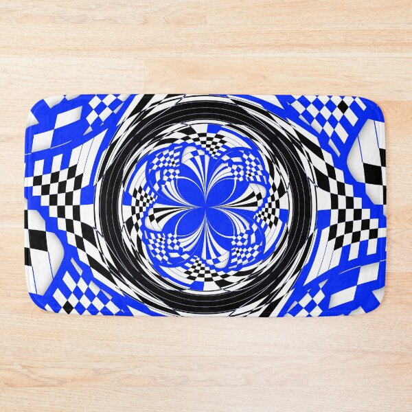 Item preview, Blue Black and White Double Layer Swirl and Checkered Pinwheel designed and sold by SeaChangeDesign.