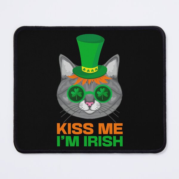 Item preview, Kiss Me I'm Irish Funny Cat Wearing Green Shamrock Sunglasses and Leprechaun Hat  designed and sold by dass-art.
