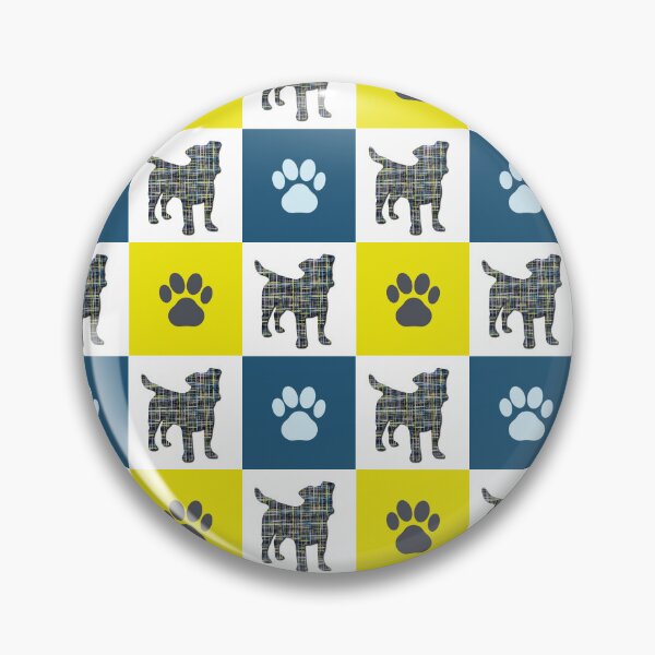 Item preview, Jack Russell Terrier Dog & Paw Repeating Blue & Yellow Grid designed and sold by AMSonArt.