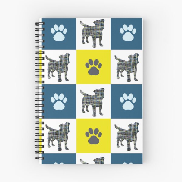 Item preview, Jack Russell Terrier Dog & Paw Repeating Blue & Yellow Grid designed and sold by AMSonArt.