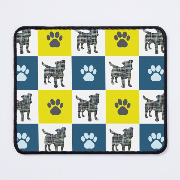 Item preview, Jack Russell Terrier Dog & Paw Repeating Blue & Yellow Grid designed and sold by AMSonArt.