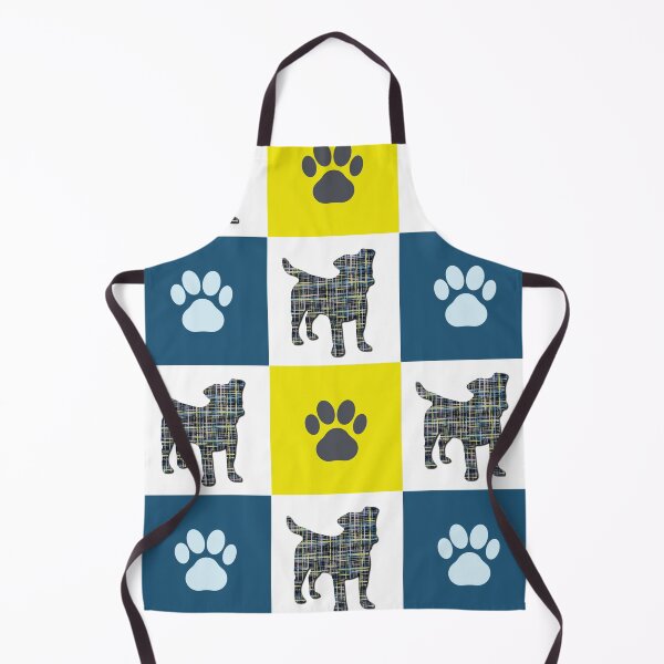 Item preview, Jack Russell Terrier Dog & Paw Repeating Blue & Yellow Grid designed and sold by AMSonArt.