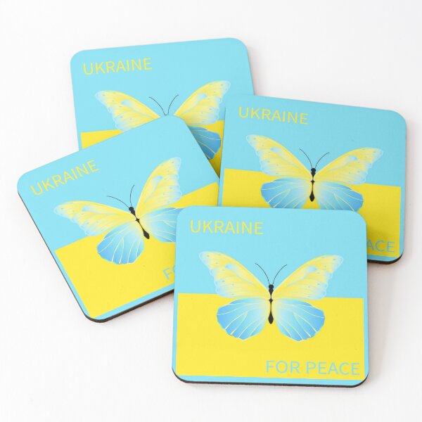 Item preview, Ukraine for Peace with Blue & Yellow Flag & Butterfly designed and sold by WearWolfDesigns.