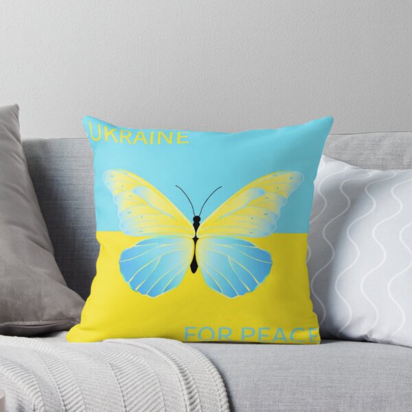 Item preview, Ukraine for Peace with Blue & Yellow Flag & Butterfly designed and sold by WearWolfDesigns.