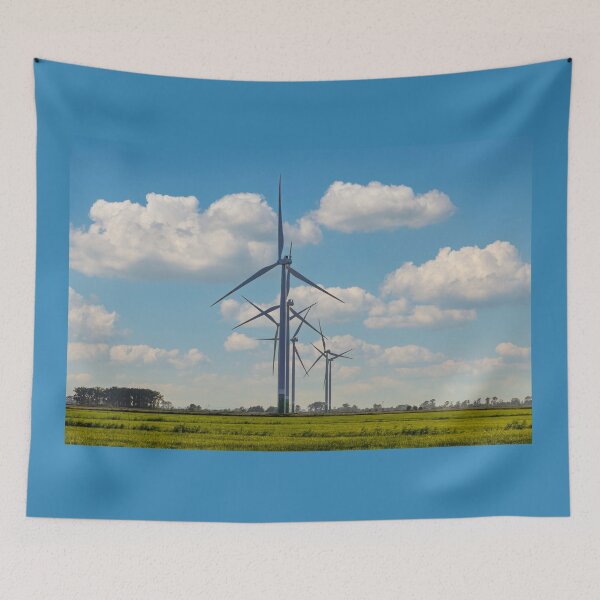 Item preview, Windmill farm on green meadow designed and sold by Lukasz Szczepanski.