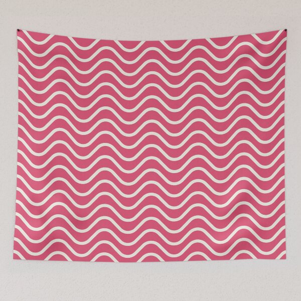 Item preview, Primavera 2022 Patrón de rayas horizontales en zigzag con ondas en rosa intenso y blanco antiguo designed and sold by HiddenPuppets.