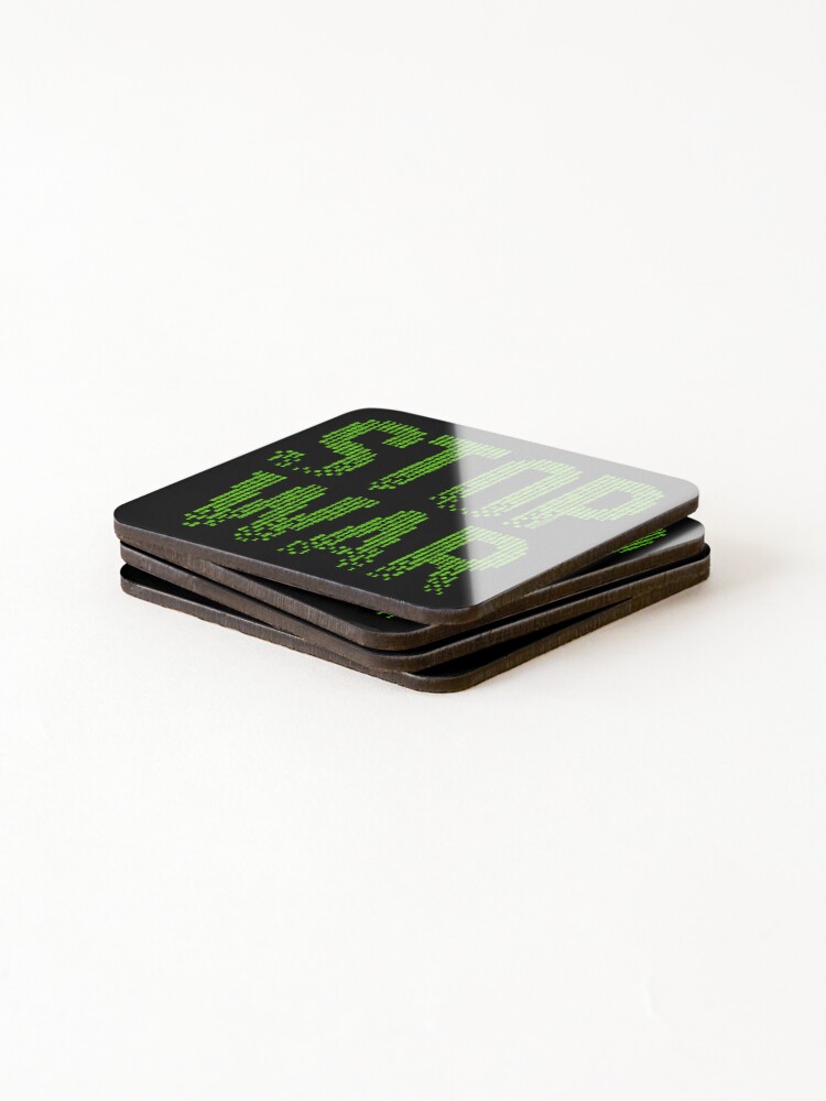 Thumbnail 4 of 5, Coasters (Set of 4), Stop war binary code designed and sold by hacktees-shop.