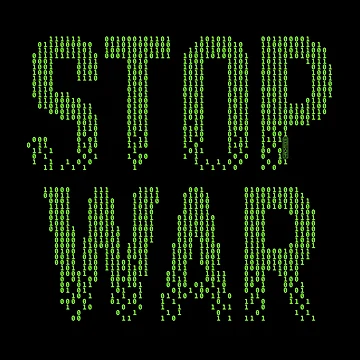 Artwork thumbnail, Stop war binary code by hacktees-shop