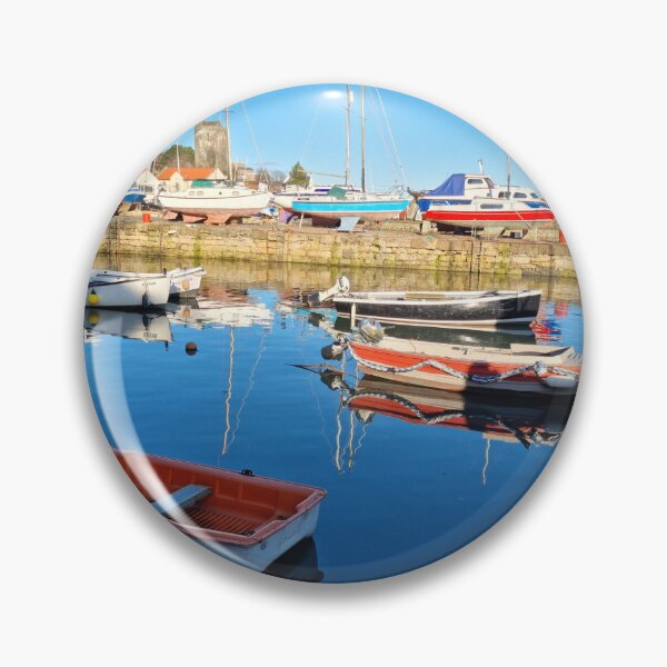 Item preview, Vibrant shades of red and blue of the fishing boats at Dysart Harbour in Kirkcaldy designed and sold by S-and-W-4ever.