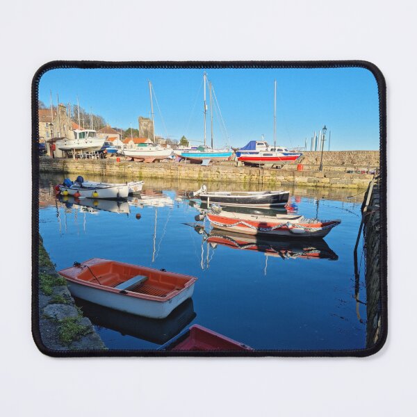 Item preview, Vibrant shades of red and blue of the fishing boats at Dysart Harbour in Kirkcaldy designed and sold by S-and-W-4ever.