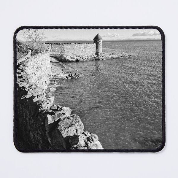 Item preview, Black and white seaside view of Ravenscraig Park watchtower in Kirkcaldy designed and sold by S-and-W-4ever.