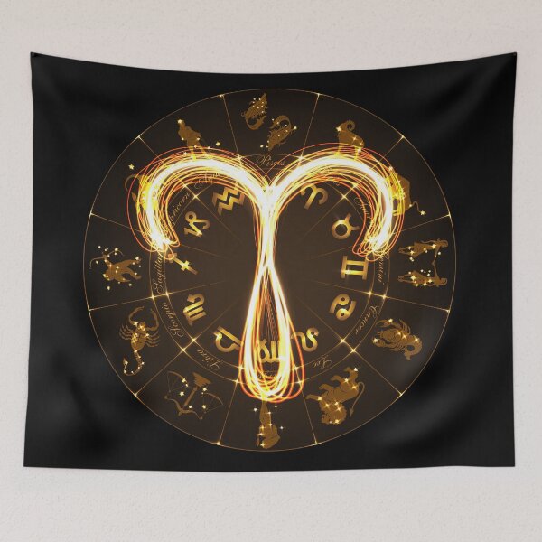 Item preview, Gold Horoscope Aries, Gold Zodiac Aries, Golden Astrology Symbol designed and sold by podekom.