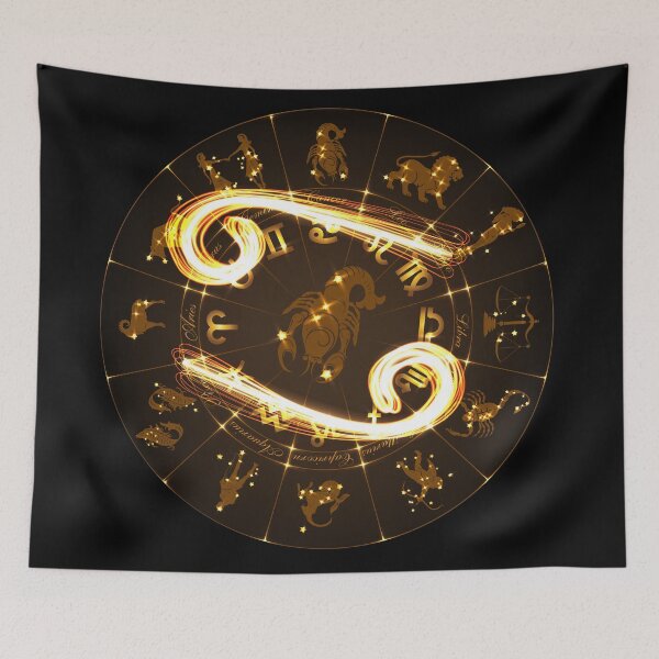 Item preview, Gold Horoscope Cancer, Gold Zodiac Cancer, Golden Astrology Symbol designed and sold by podekom.