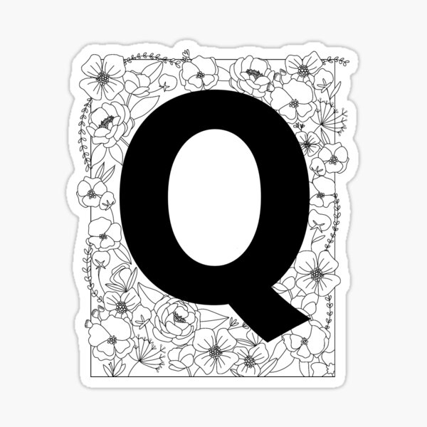Item preview, Q alphabet floral design | letter q designed and sold by Zoe Rush Designs.