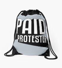 Paid Protester Print Drawstring Bag