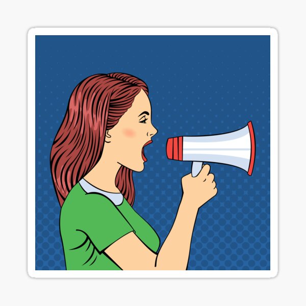 Item preview, Pop Art Style Woman Screaming in Megaphone designed and sold by ivector.