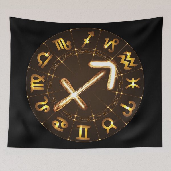Item preview, Gold Horoscope Sagittarius, Gold Zodiac Sagittarius, Golden Astrology Symbol designed and sold by podekom.