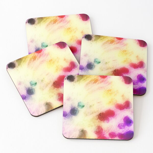 Item preview, Watercolor Ink Spill Paint Pattern Print Yellow Gold Red Purple Creme Green Blue designed and sold by Shayna Westfall.